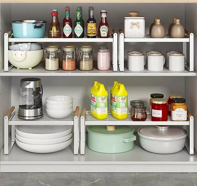 Stackable Wide Countertop Organizer, 13''×8.3''×7.9''Kitchen Bottle racks Organization and Storage, Spices Rack for Counter Shelf Cabinet Shelves Pantry Cupboard Under Sink