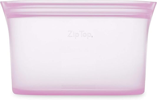 Zip Top Reusable Food Storage Bags | Large Dish [Lavender] | Silicone Meal Prep Container | Microwave, Dishwasher and Freezer Safe | Made in the USA