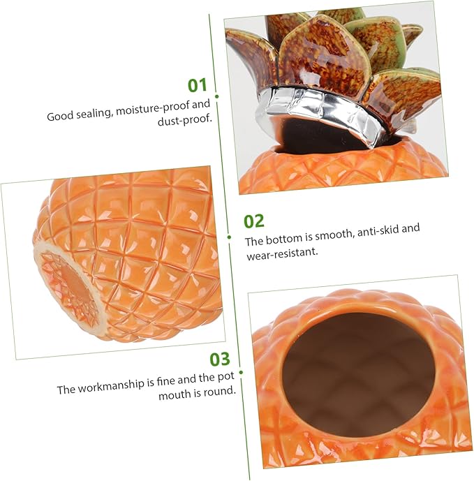Ceramic Pineapple Tea Jar Lid Airtight Tea Storage Container for Loose Tea Snacks