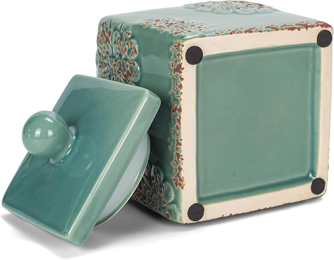 Floral Blue 10, 9, 8 inch Ceramic Food Storage Canisters Set of 3 38993