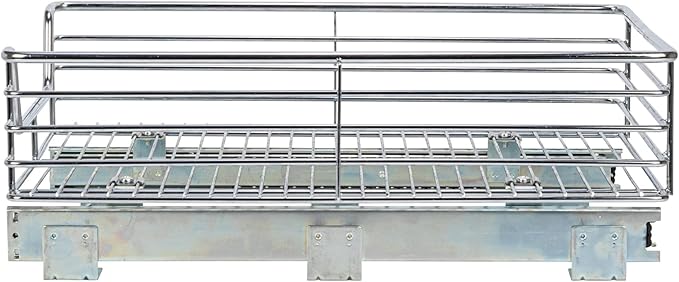 Household Essentials Glidez Chrome-Plated Steel Extended Depth 1-Tier Sliding Under Sink Cabinet Organizer, Chrome