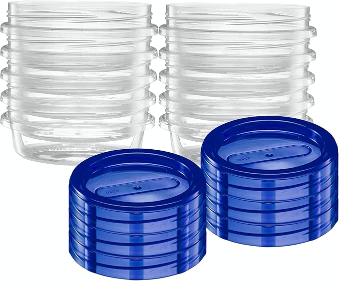 Twist Top Deli Containers Food Storage Containers Blue Screw on Lid Reusable Stackable Leakproof Airtight, pack of 10-8 oz containers