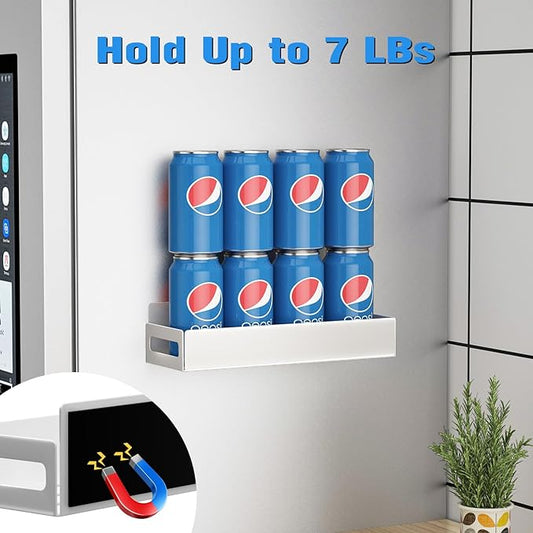 Magnetic Shelf for Refrigerator, Strong Magnetic Spice Rack, Metal Fridge Magnet Organizer, Kitchen Organization, Spice & Seasoning Organizer, Kitchen Gadgets (2 Pack White)
