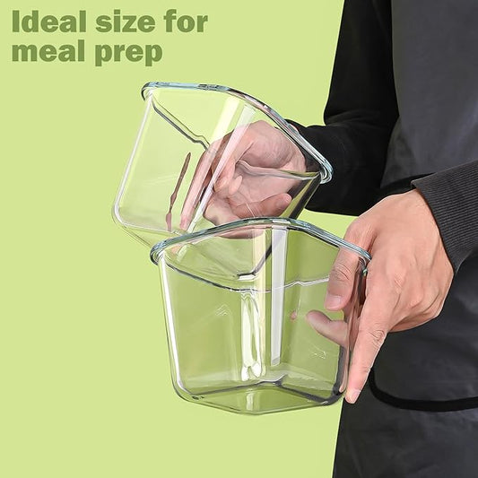 Square Glass Food Storage Containers with Lids, 4 Cup Borosilicate Glass Meal Prep Bowl, Microwave & Freezer Safe Jars, Small Soup Containers for Salad, Fruit, Lunch, Ice Cream, Travel (32 oz, 4 Pack)