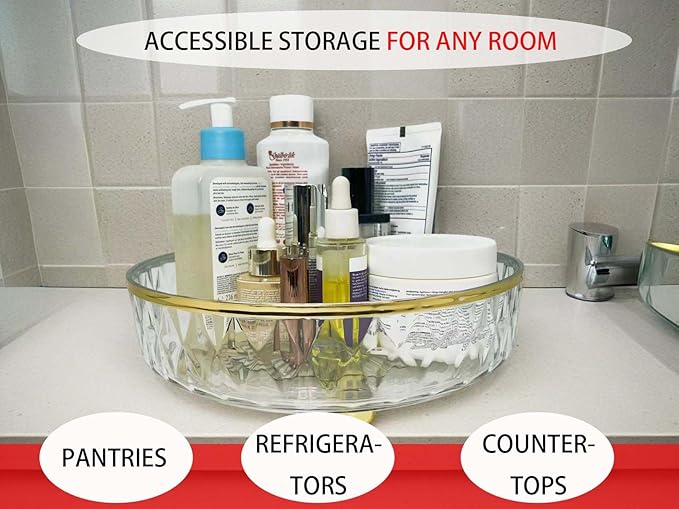 Baimuli Lazy Susan Organizer for Cabinet 2 Pack, 10.6" Clear Lazy Susan Turntable Rotating Organizer, Plastic Organization and Storage Spinning Spice Rack for Kitchen, Bathroom, Pantry, Fridge, Table
