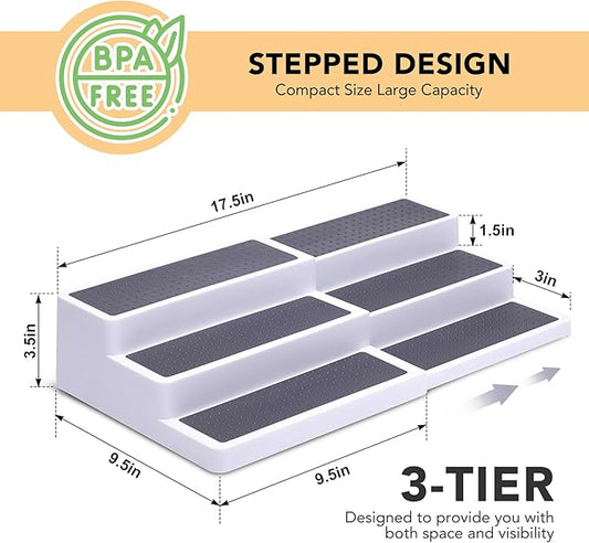2 Pack 3 Tier Expandable Spice Rack Organizer, Set of 4, 12 Inch Non-Skid Lazy Susan Organizer for Cabinet, Kitchen Storage, Pantry Organization, Bathroom Sink Cabinet, Refrigerator, Spice Rack
