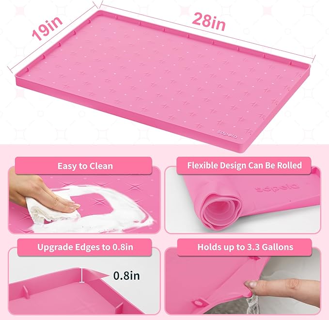Sdpeia Under Sink Mat for [28" x 19"] Cabinet, Upgraded Silicone Waterproof Mat Kitchen Cabinet Liner Cabinet Protector Kitchen Organizers and Storage