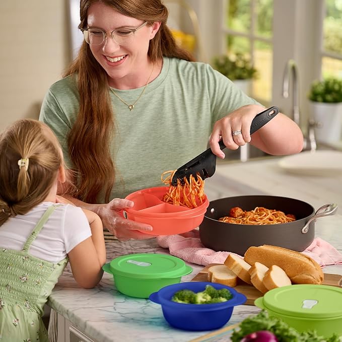 Tupperware CrystalWave PLUS 4 Piece Round Food Storage Container Set in Multi Colors, Dishwasher Safe and BPA Free (4 Bowls, 4 Lids)