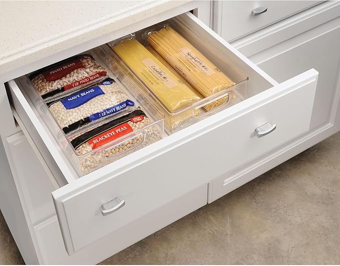 iDesign Stackable Storage Bin - Organizer Bins for Pantry, Fridge, or Freezer, Clear, Made in USA