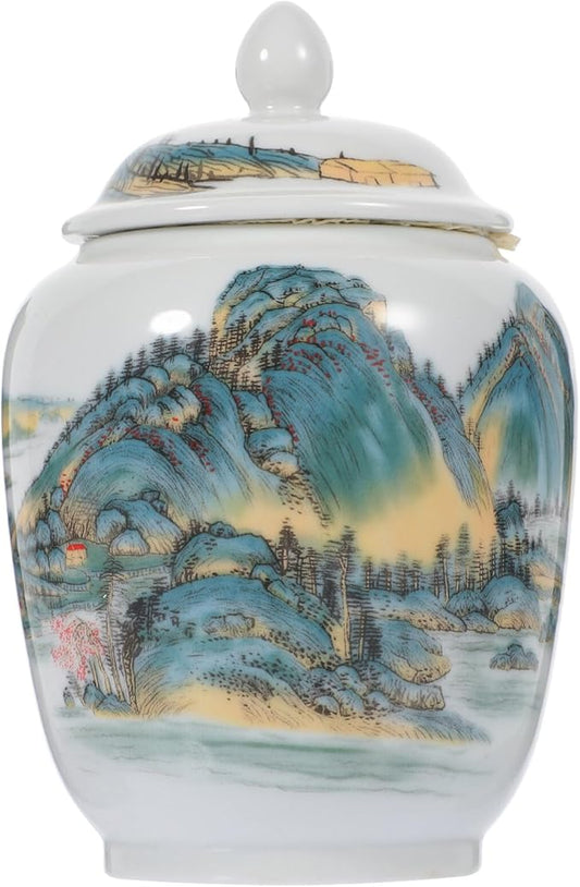 Ginger Jar Kitchen Canisters Vintage Ceramic Food Storage Jar with Airtight Lid Food Storage Jar Porcelain Tea Cadd Y Loose Tea Tin Kichen Storage Container for Coffee Sugar Nuts