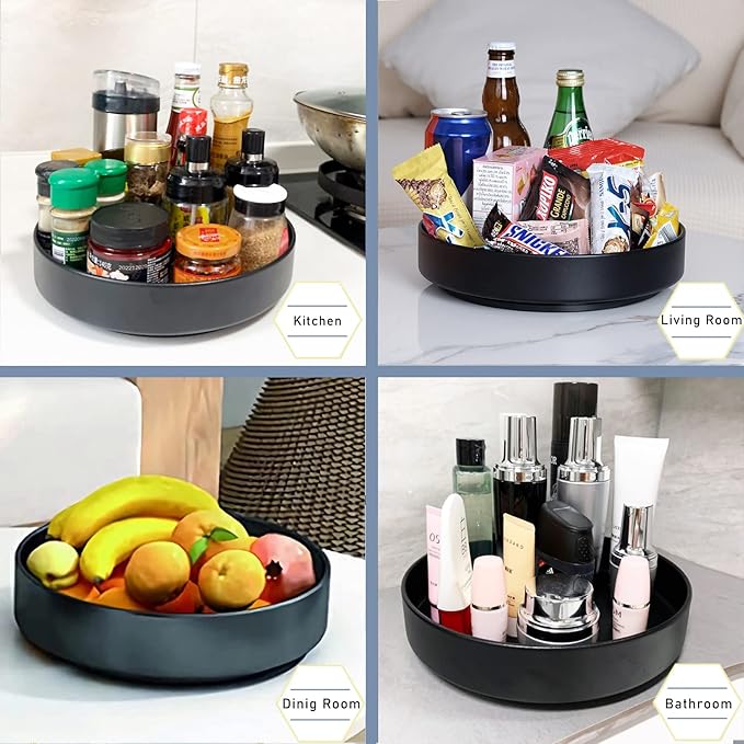 Lazy Susan Organizer, 10 inch Metal Steel Rotating Spice Rack, Turntable Organizer for Cabinet, Pantry, Refrigerator, Countertop