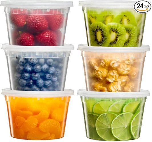 [16 oz. -24 Sets Deli Food Storage Freezer Containers With Leak-proof Lids