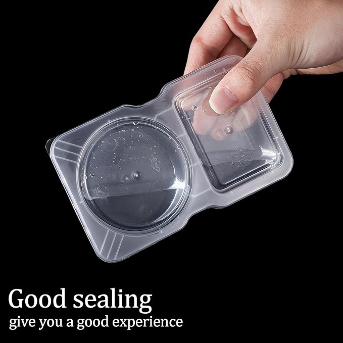 15 Sets Snack Containers, Reusable Double Compartment Condiment With Lids 2 Portion Snack Containers Sauces Dip, Disposable Box to Grab and Go with Prep For Adults, On The Go For Kids
