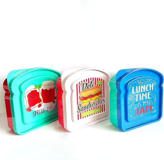 Set of 3 Toast Shaped Sandwich Boxes Food Storage Sandwich Containers, 2 cups / 16 oz / (Pack of 3)