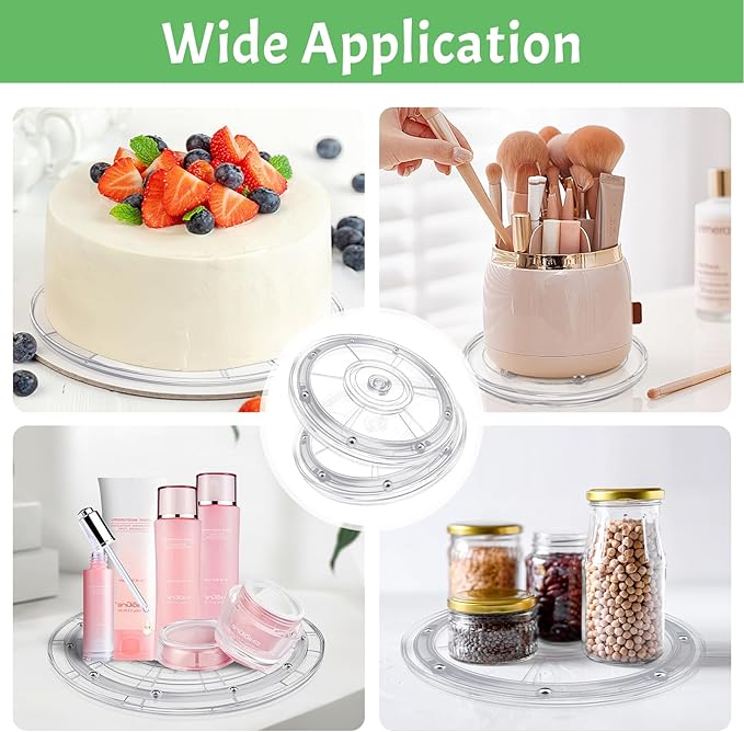 7 inch Transparent Lazy Susan Turntable Acrylic Organizer Ball Bearing Swivel Display Base Kitchen Pantry Spice Rack Countertop Cabinet Stand