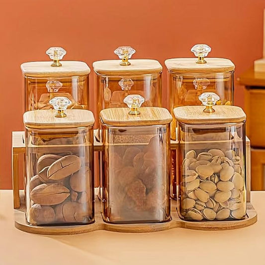 Glass Storage Containers with Lids (17oz/22oz), 6-Pack Square Glass Jars with Lids, Clear Glass Sugar Container, Pantry Organizers and Storage for Cookie Flour Oat Pasta Tea Coffee Bean (Square)