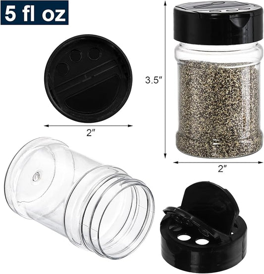 Yesland 20 Pack Plastic Spice Jars Bottles, 5 Oz PET Spice Containers BPA Free with Black Cap, Empty Seasoning Jars Glitter Storage Containers for Storing Spice Herbs Powders Glitter