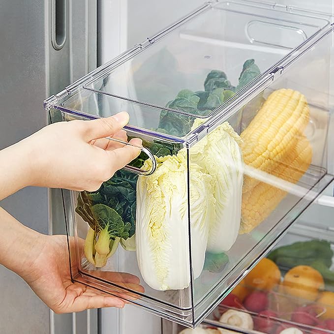 loobuu Plastic Storage Drawer, Clear Stackable Storage Bin, Multi-Use Large Organization Solution for Kitchen, Pantry, Bathroom, Home, Snack, Makeup, Under Sink Organizer Vanity Cabinet