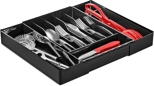 Sorbus Silverware Organizer – Expandable Kitchen Drawer Organizer, Non Slip Adjustable Utensil Organizer, Cutlery Tray for Forks, Knives, Spoons – Multipurpose Flatware and Kitchen Storage Solution