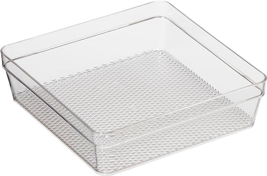 Oggi Clear Drawer Organizer - 6" X 6.25"- Ideal for Organizing Kitchen Drawers, Office, Desk, Silverware, Kitchen Utensils, Cosmetics and Bathrooms