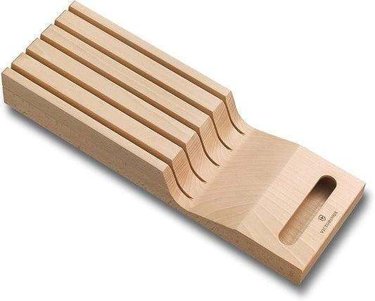 Victorinox In-Drawer Knife Holder - Knife Organizer Drawer Insert for Home Essentials - Holds up to 5 Kitchen Knives - Beech Wood
