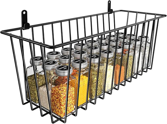 Simple Trending 8 Pack Spice Rack with 8 Hooks For Kitchen, Wall Mount Hanging Spice Organizer For Holds 192 Spice Jars,Bathroom or Pantry Door, Storage, Black