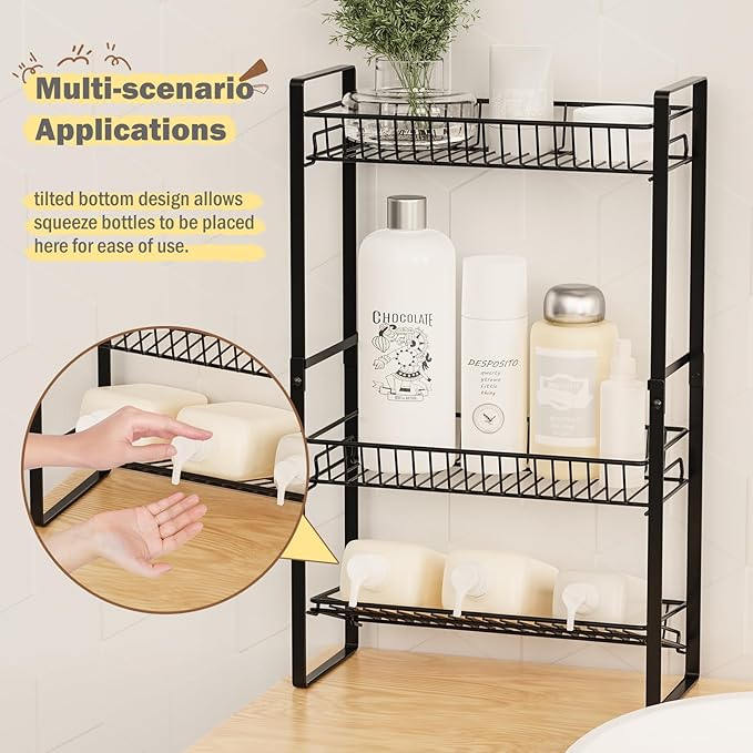 Countertop Spice Rack Slim 3 Tier Tall Seasoning Storage Rack Kitchen Spice Shelf Standing Rack Skincare Organiser