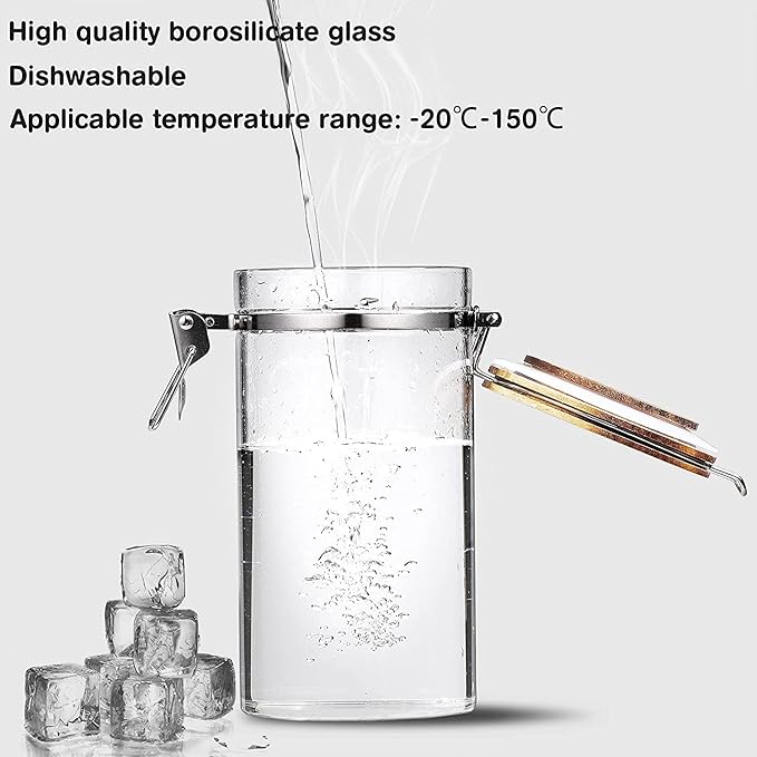 Yangbaga Glass Sugar Coffee Containers with Shelf, 2 x 45OZ Coffee Bean Canister Storage Station Organizer with Airtight Locking Clamp and Log Coffee Scoop, Large Capacity Food Storage Jar for Kitchen
