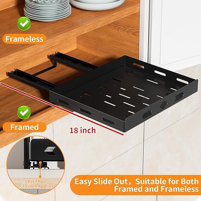 RCHYFEED Pull Out Spice Rack Organizer for Cabinet, Heavy Duty Slide Out Spice Rack for Inside Cabinets & Pantry, Kitchen Cabinet Seasoning Organizer Vertical Spice Racks,12.6" Wx10.5 Dx2.8 H,Black