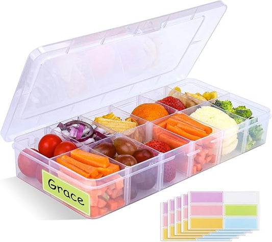 XANGNIER Snack Box Container for Kids Lunch Accessories,Divided Snackle Box Charcuterie Container,12 Compartments Reusable Food Storage Containers for School, Travel,Work,Bento Box Accessories,1 Pack