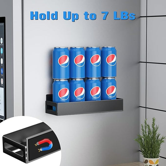 Magnetic Spice Rack for Refrigerator, Strong Magnetic Shelf for Refrigerator, Metal Magnetic Fridge Organizer, Kitchen Organization, Spice & Seasoning Organizer, Kitchen Gadgets (2 Pack Black)