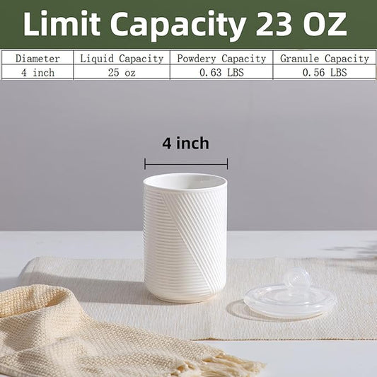 Canister Sets for Kitchen Countertop: Ceramic Food Storage Jar with Airtight Lids - Large Seal Damp-proof Containers for Coffee Tea Flour Sugar Rice Cookies Candy - White (23 oz)