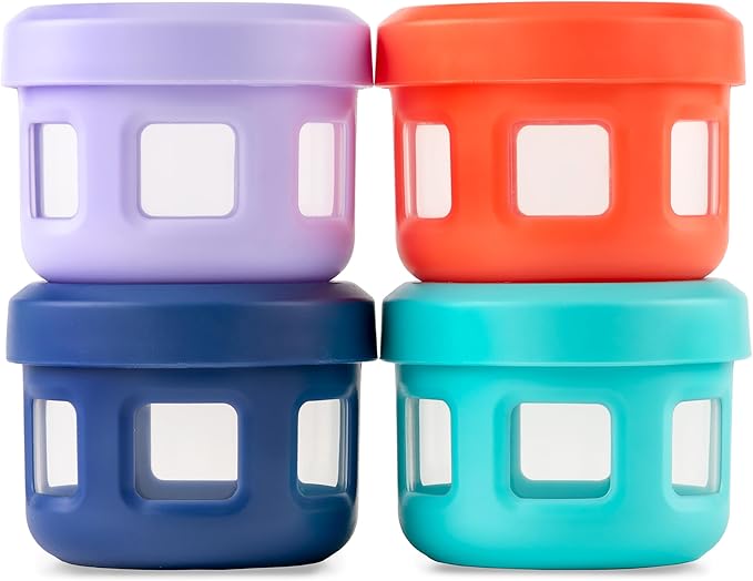 Ello Reusable Condiment Containers 4oz each with Screw-on Leak Proof Lid | Perfect for Salad Dressing Sauce Dips Lunchbox Picnic Travel Bento Box | BPA-Free | Dishwasher Safe