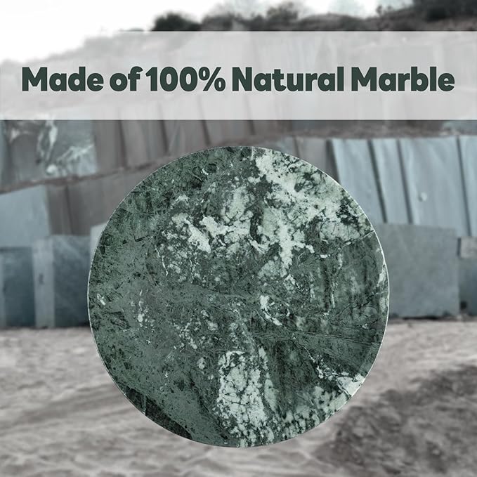Marble Lazy Susan, 12in Lazy Susan Turntable Organizer for Cabinet Pantry Kitchen Countertop Fridge Bathroom Makeup Vanity Countertop, Detachable Lazy Susan for Table Top, Italian Green