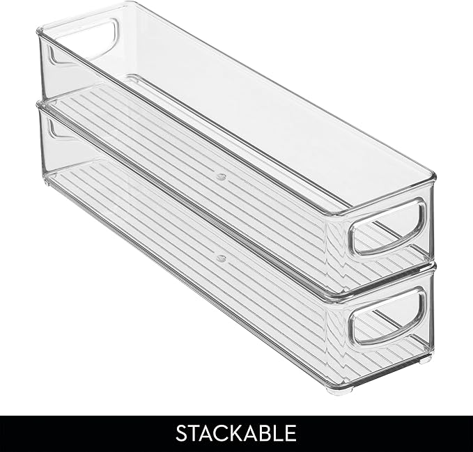 iDesign Small Stackable Pantry Bin with Handles - Organizer Bins for Kitchen, Clear, Made in USA