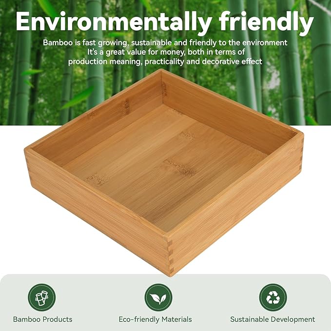 Bamboo Drawer Organizer - Kitchen Drawer Utensil Organizer Office Supplies Desk Organizer Makeup Silverware Tray Flatware Organization 8"*8"*2"