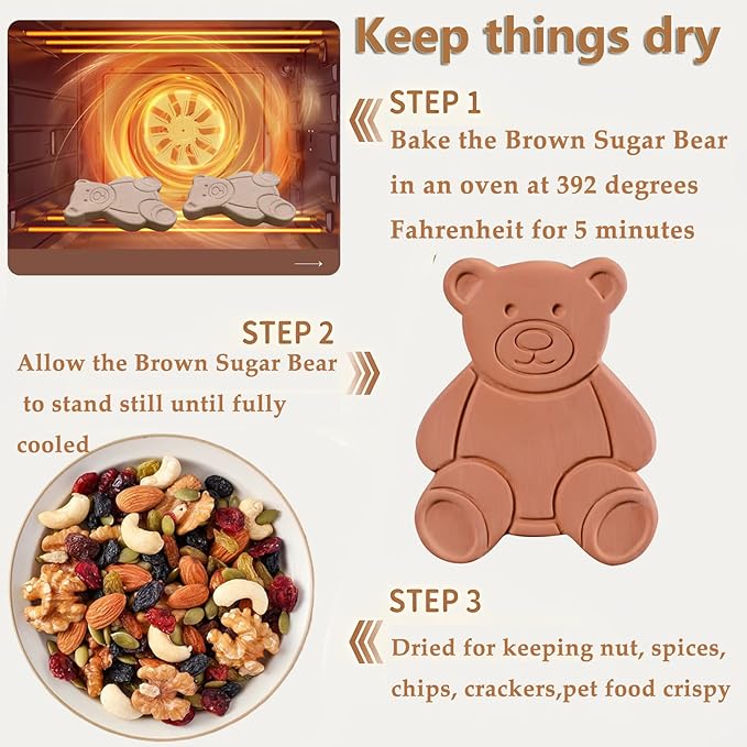 2PCS Terracotta Brown Sugar Keeper Bear Brown Sugar Saver and Softener Disc to Maintain Food Moisture in Storage Container
