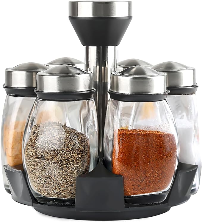Revolving Countertop Spice Rack,Rotating Spice Organizer Storage Racks for Cabinet, Kitchen Seasoning Rack with Jars, Spice Tower, Spinning Spice Holder Shelf