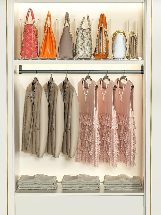 2 Pack Adjustable Clear Shelf Dividers for Closet, Acrylic Purse Organizer for Closet, Handbag Storage Organizer Bookshelf Separator Dividers in Bedroom, Office