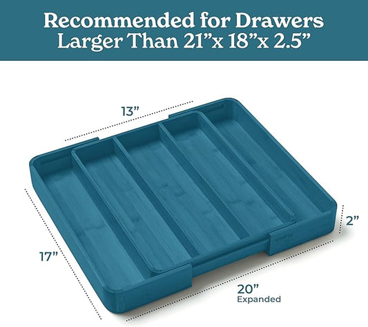 SMIRLY Silverware Drawer Organizer – Bamboo Kitchen Drawer Organizer, Adjustable Utensil Holder and Cutlery Tray, Drawer Dividers for Flatware and Kitchen Utensils