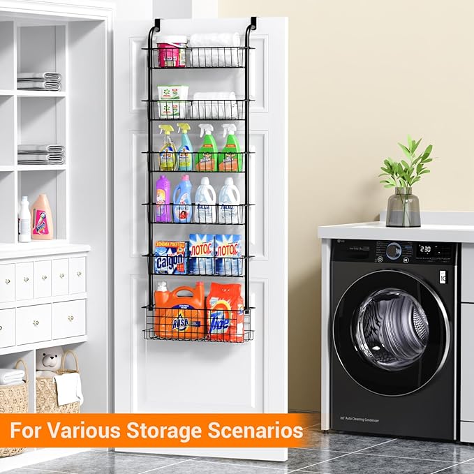 Over The Door Pantry Organizer Spice Rack: 6-Tier Metal over the Door Organizer - Pantry Organization and Storage - Hanging spice Rack Back Of Door Organizers