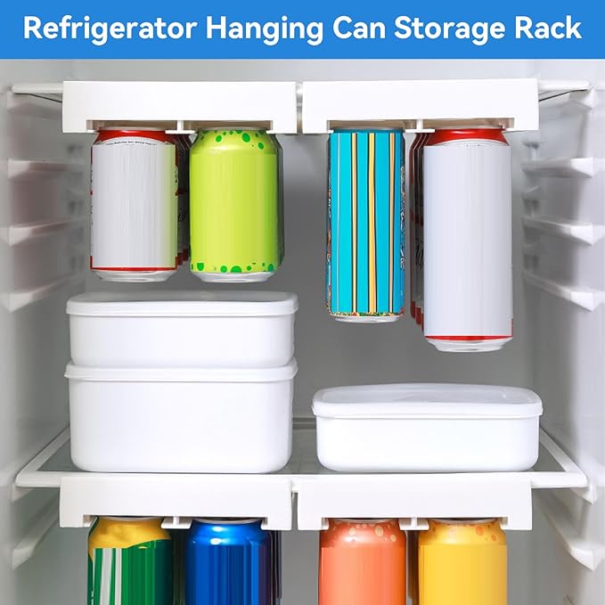 Can Holder Fridge, Large Capacity Soda Can Hanger Fridge Hanging Can Dispenser Drink Holder Beverage Dispenser Rack Soda Can Organizer for Fridge Freezer