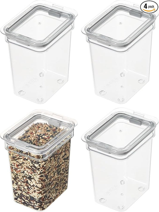 iDesign Small Food Storage Bin with Airtight Lid for Kitchen or Pantry Storage - Set of 4 - Clear