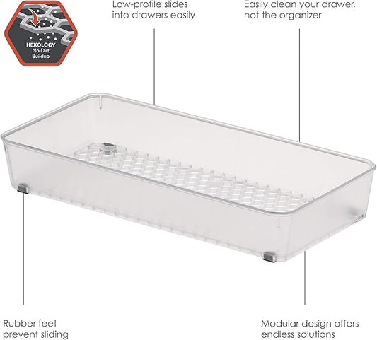 Spectrum Diversified Hexa Drawer Organizer Tray Modern Kitchen Cutlery, Utensil, Silverware Holder, Cabinet Storage, 6 x 12, Clear Frost