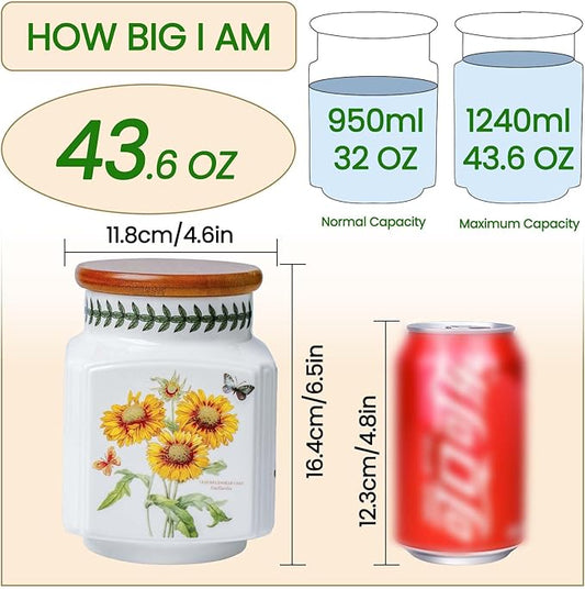 KXZ 1PCS Ceramic Kitchen Jars, Food Storage Jars, Round Ceramic Cookie Jars, Household Containers, Suitable For Storing Tea, Coffee Beans, Spices Or Snacks