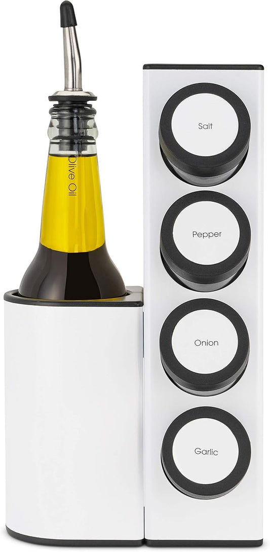 Prepdeck Chef Caddy Spice Rack - Seasoning & Oil Organizer - Spice Labels & Blank Labels, Kitchen Counter Organization and Storage (Base)