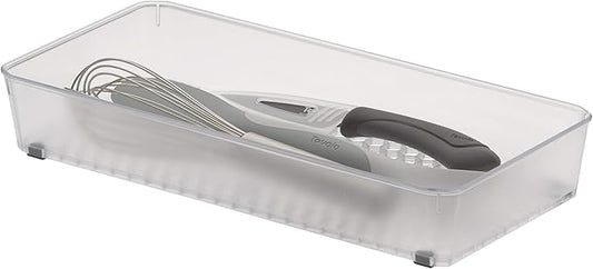Spectrum Diversified Hexa Drawer Organizer Tray Modern Kitchen Cutlery, Utensil, Silverware Holder, Cabinet Storage, 6 x 12, Clear Frost