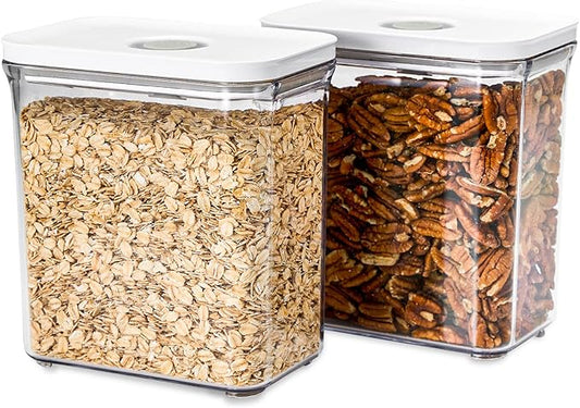 Premium Airtight Food Storage Containers, Rectangular 2PC-SET(2.11qt), Smart One-Click Seal Lid, 100% Leak Proof, Keep Food Fresh Longer, BPA-FREE, Dishwasher/Freezer & Microwave Safe