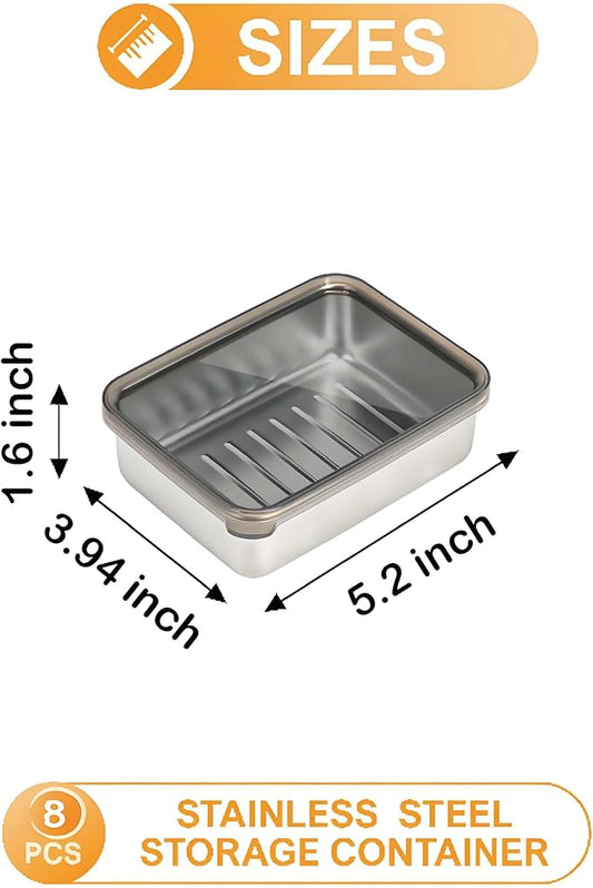 Cheese Container for Refrigerator,Fridge Storage Container,Deli Container with Lid,Bacon Container for Fridge,Bacon holder for Refrigerator,304SS Bacon Storage Container