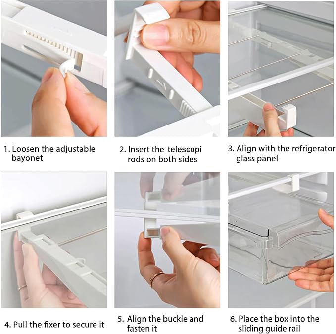 Yatmung 2 Pack Fridge Drawer Organizer - Egg Holder For Refrigerator Pull Out - Transparent Deli Drawer Organization Bin - Meat, Cheese - Sliding Storage Containers for Fridge Shelf Under 1.1"